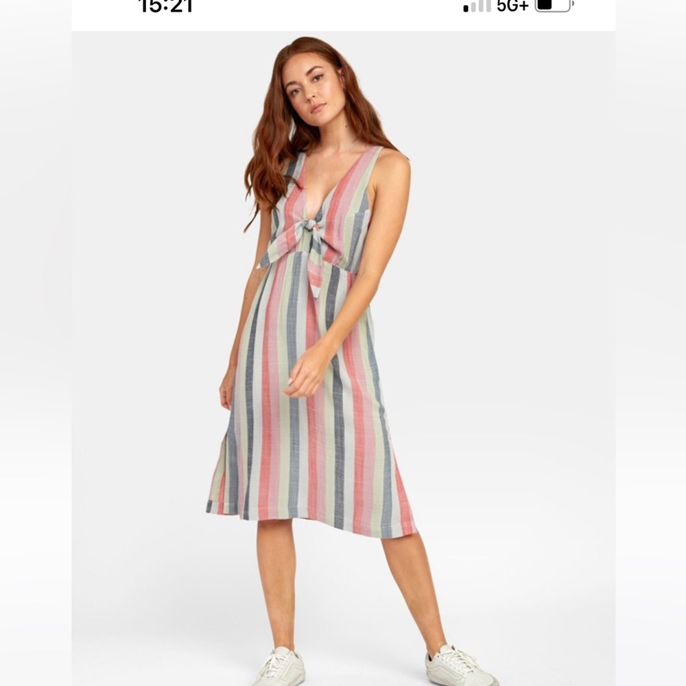 NWT  RVCA Flossie Multi-Striped Midi Dress